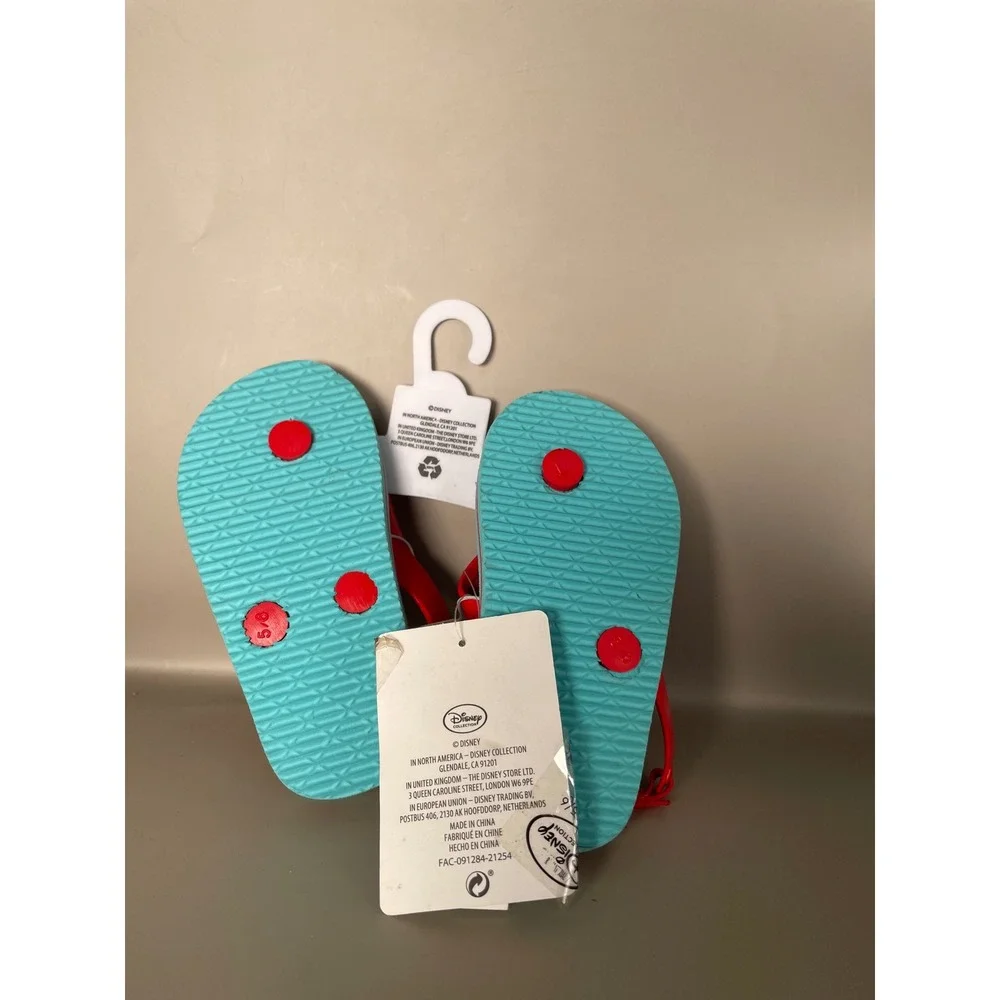 Disney Mickey Mouse Pluto Toddler Flip Flop Sandals Red Teal Size 5/6 NWT